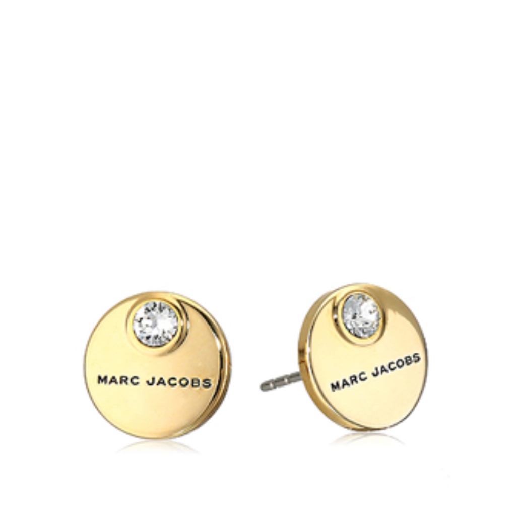 Marc Jacobs Coin Stud Crystal Gold Tone Earrings 45$